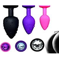 Belmalia 3x Plug Anales Silicona Enchufe Anal Conjunto Ø 30 mm- Ø 35 mm- Ø 45 mm S + M + L Rosa + Lila + Negro
